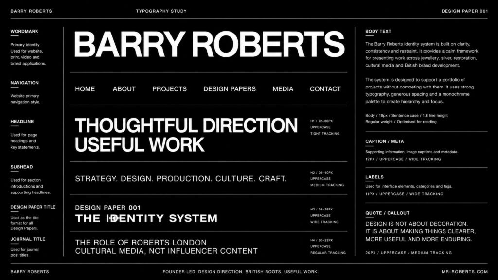 Barry Roberts typography study layout