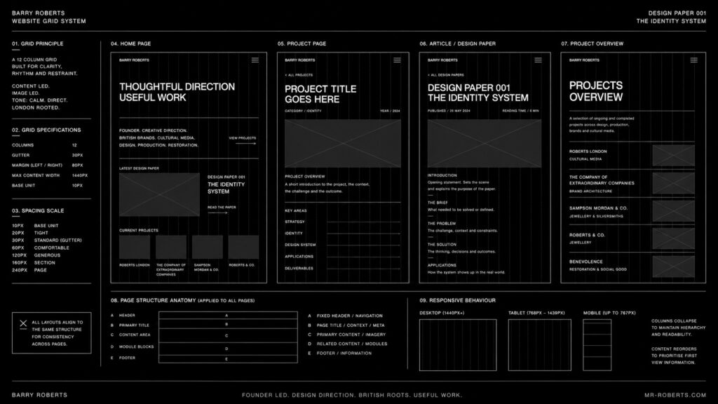 Barry Roberts website grid system