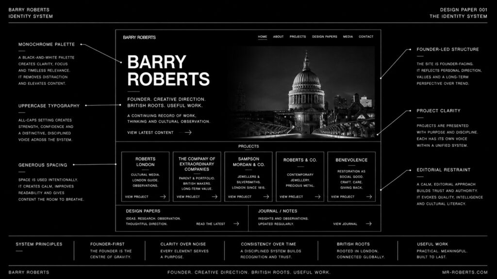 Minimalist identity system presentation