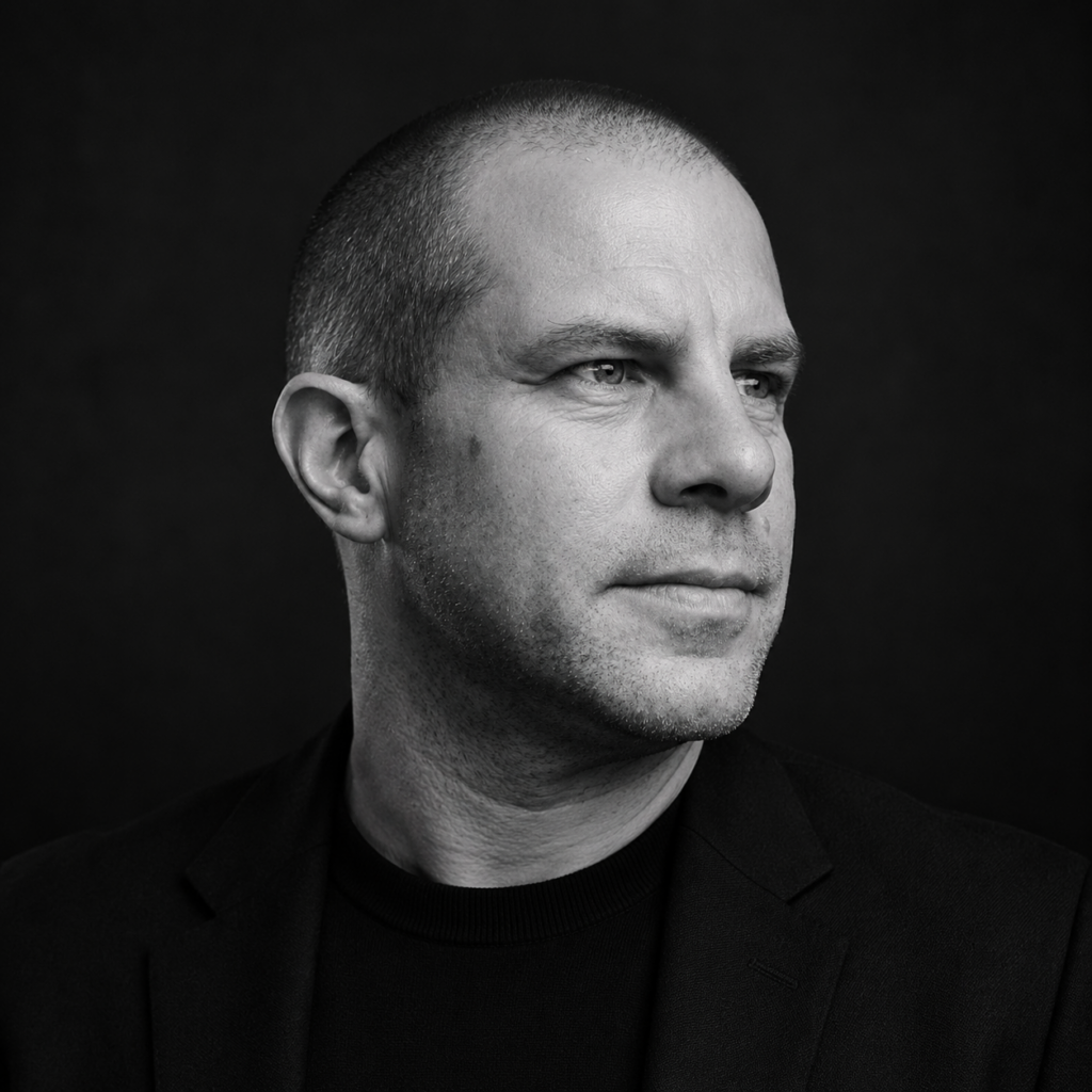 Created editorial portrait of Barry Roberts in monochrome